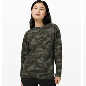 Lululemon Green Twill Camo All Yours Fleece Crewneck Sweatshirt